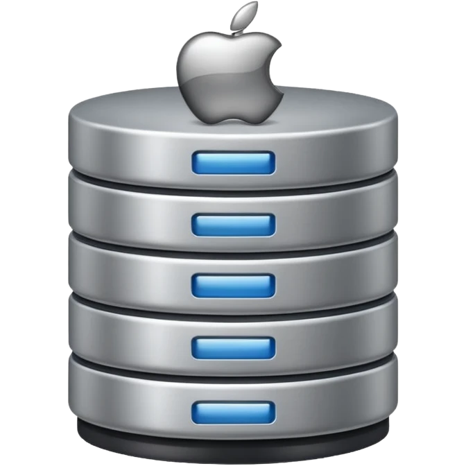 database emoji, classic server stack, metallic, clean look, apple style emoji