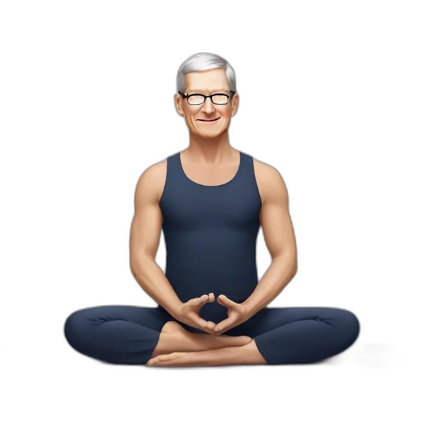 tim cook doing yoga emoji