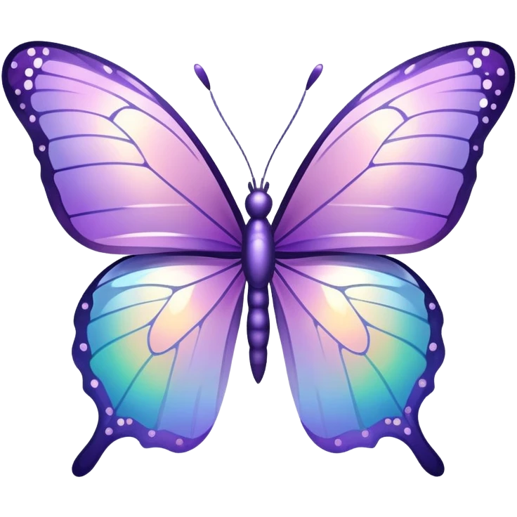 Sparkly Iridescent transparent Pastel purple-gradient iridescent butterfly emoji