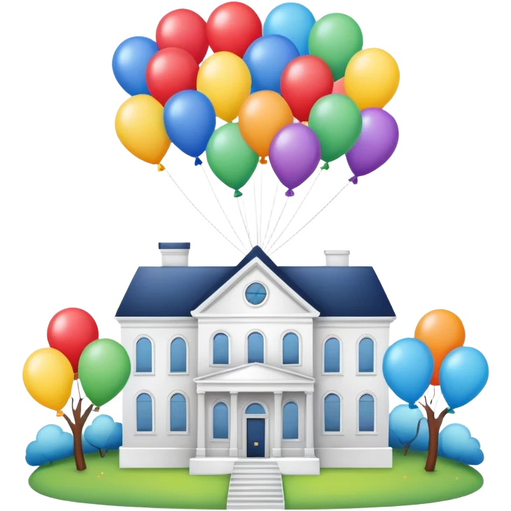 beije house flying with baloons emoji