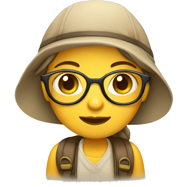 Female cute chibby traveler woth eyeglasses emoji