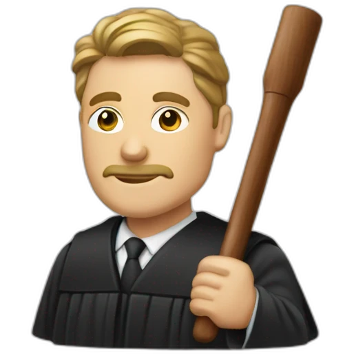 male judge with small woodden hammer emoji