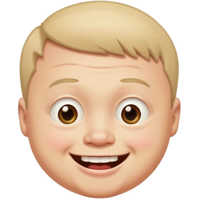 A man with Downs syndrom and CP making a funny face emoji