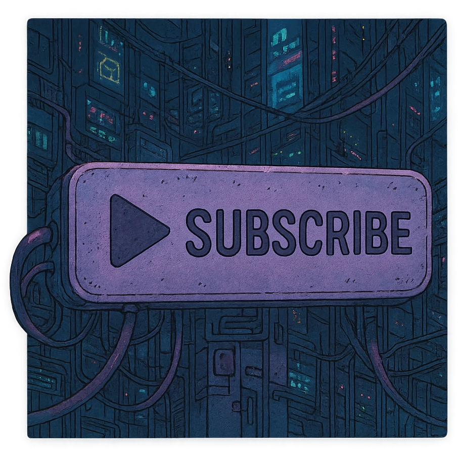 a lavender "subscribe" button with a triangle, future, cyberpunk

 emoji