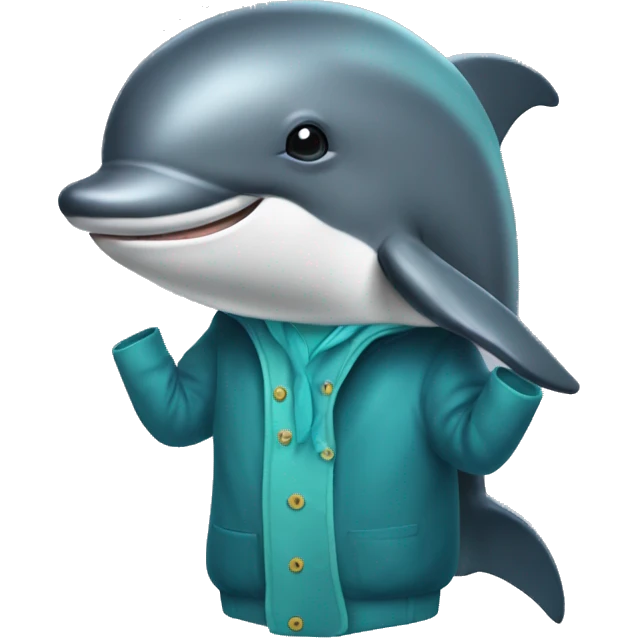 A dolphine with coat emoji