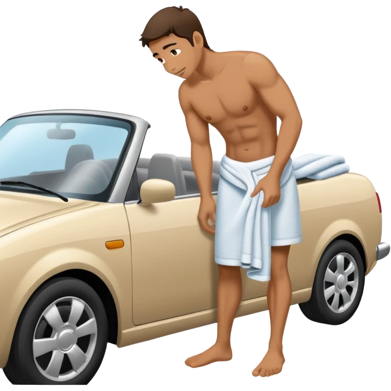 A man rubbing  on a car emoji