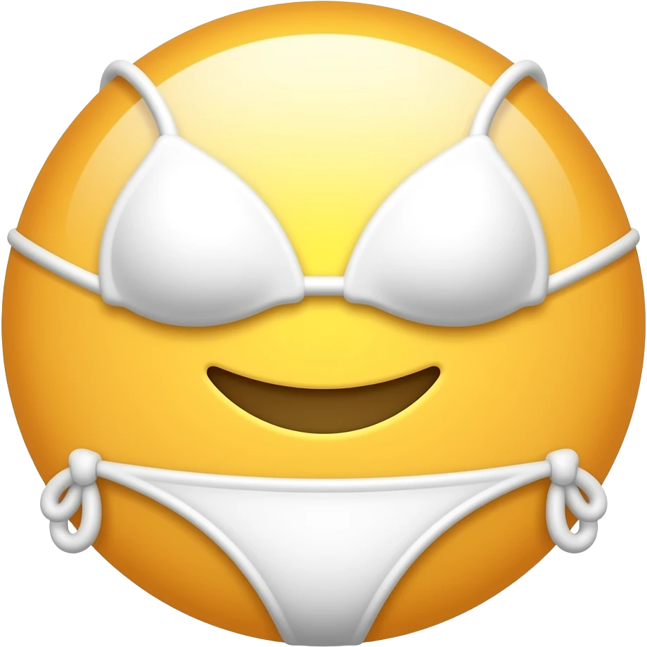 Make me a cute bikini emoji no person and make it look like a white drawing emoji