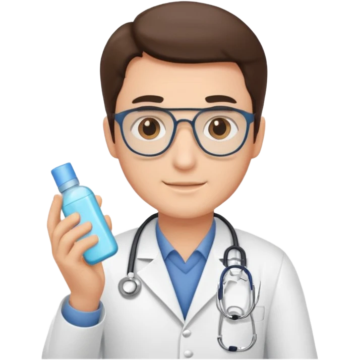 doctor man holding skincare products emoji