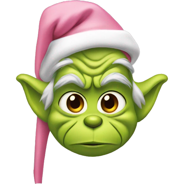 Grinch with a light pink santa hat emoji