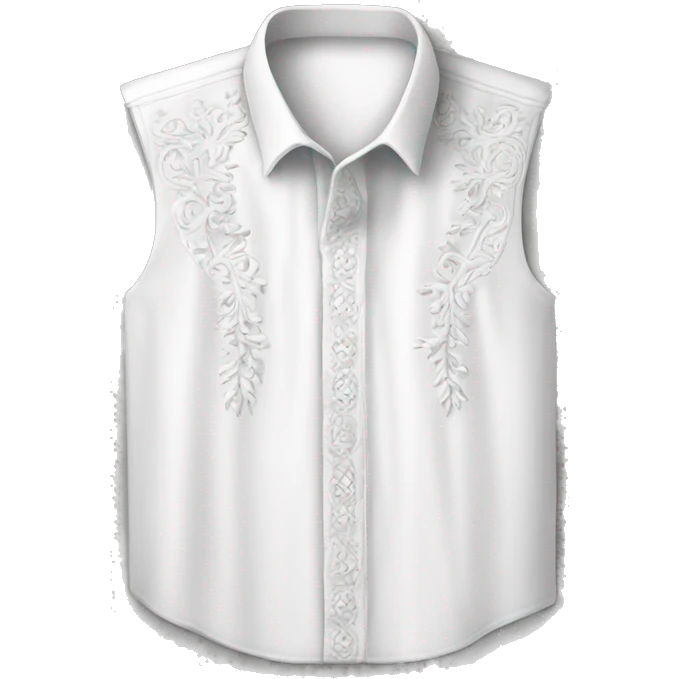 White vyshyvanka shirt with white embodiary emoji