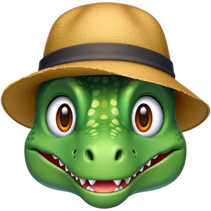 dinosaur face with a hat emoji
