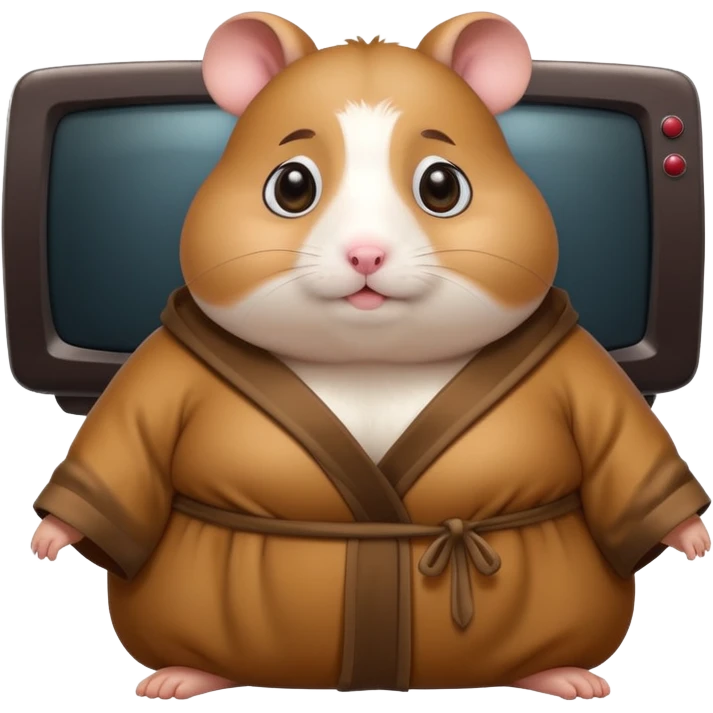 Funny cartoon-style fat hamster with big wide eyes watching tv at 3am emoji