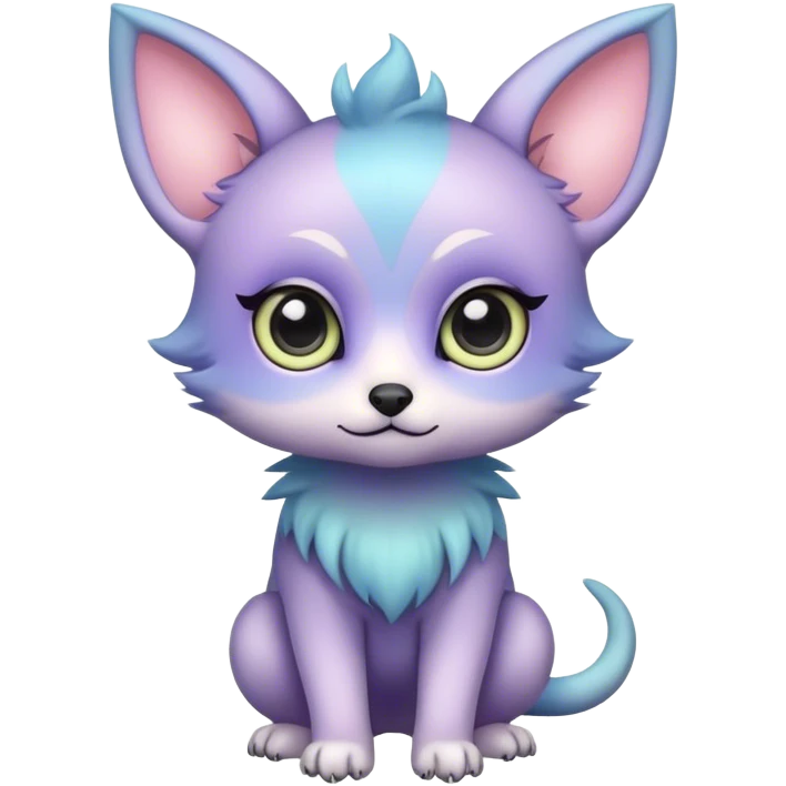 Adorable colorful chibi pastel edgy animal hybrid full body, big Eyes emoji