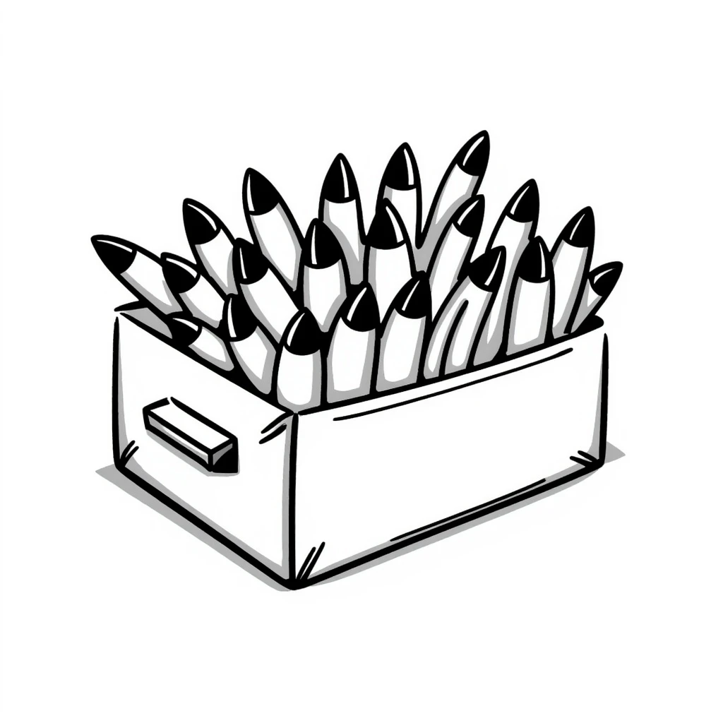 A big long military box filled with long war rockets emoji