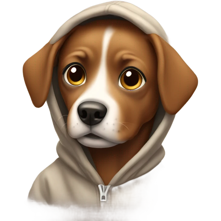 Brown little dog wearing hoodie emoji