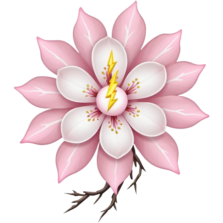 white sakura flower with a lightning bolt emoji