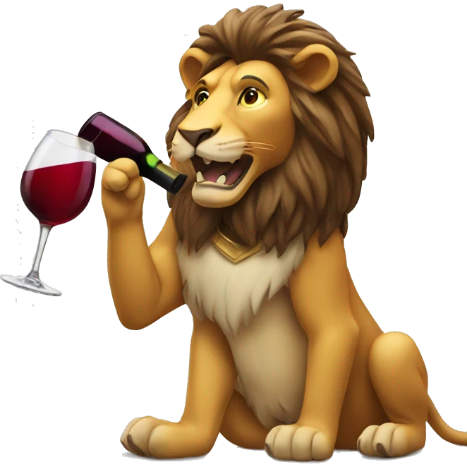 A lion drunking wine  emoji