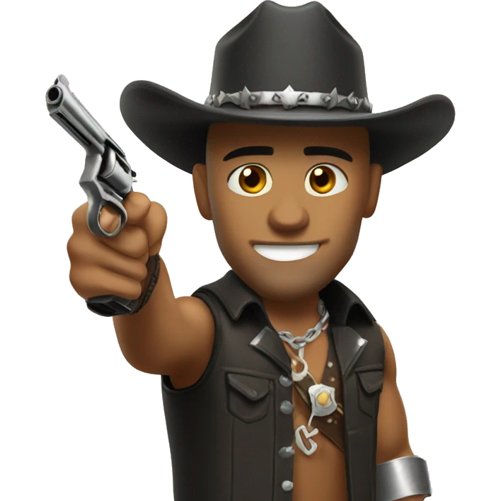 The Rock wearing cowboy hat and holding revolver emoji
