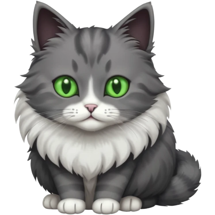 one dark grey and white cat and one completely solid dark grey cat with green eyes and only white paws emoji