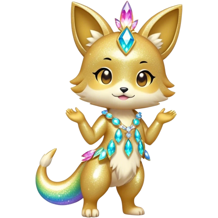 Cute Kawaii Chibi Anthro Sona Pretty Shiny Colorful Sparkly Fakemon-Sona Full Body emoji