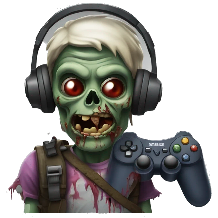 Zombie avec manette et casque gaming emoji