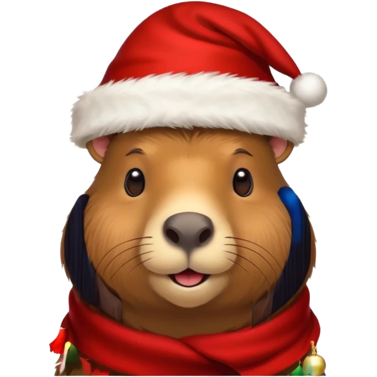 Capibara con gorro de navidad emoji