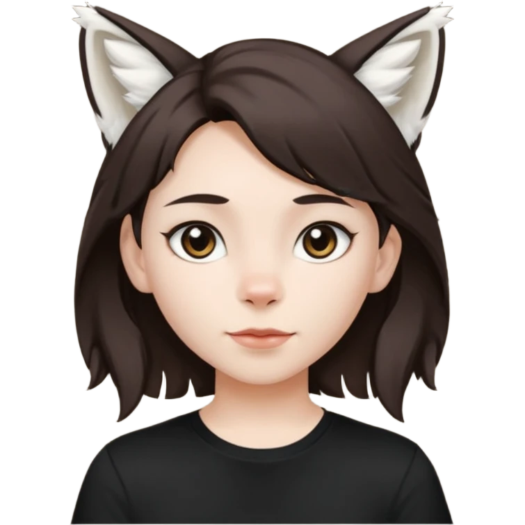 Femboy au cheveux marron foncé avec des oreilles de lynx blanc emoji
