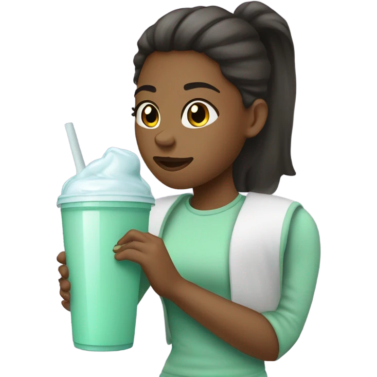 Protein shake girl drink mint clothes emoji