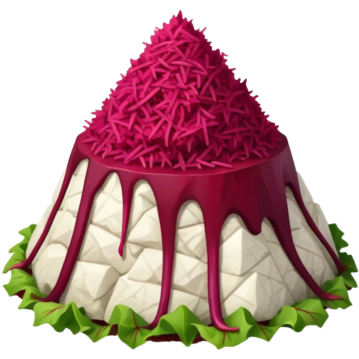 Tiny mountain of chrein with beetroot emoji