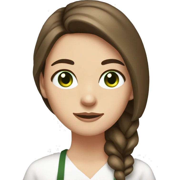 white girl with straight brown hair and green eyes cooking emoji