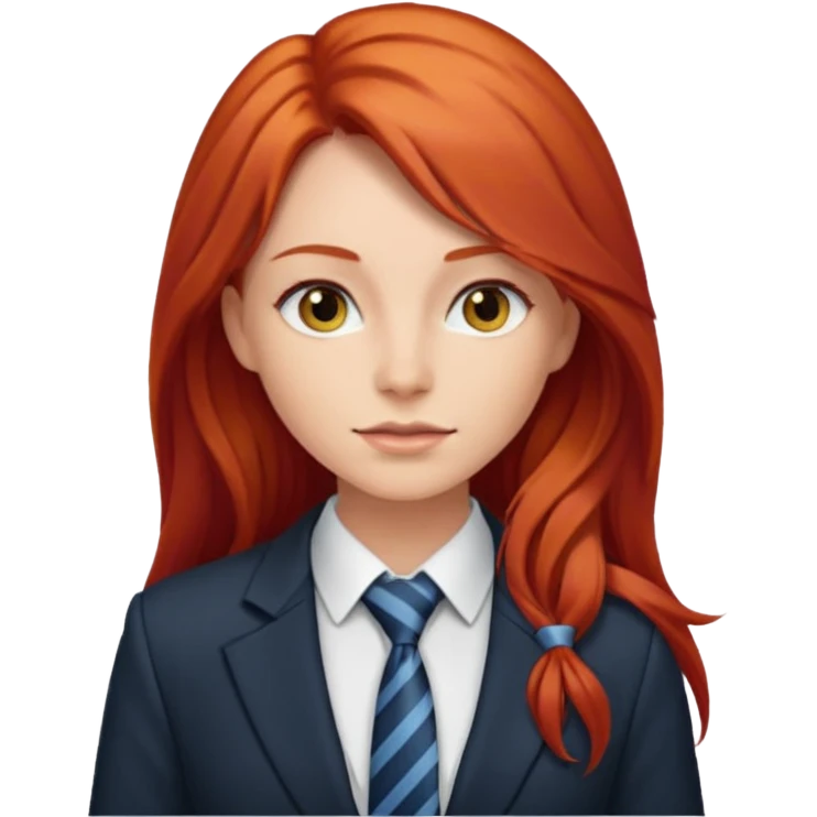 long red haired woman with tie and blazer emoji