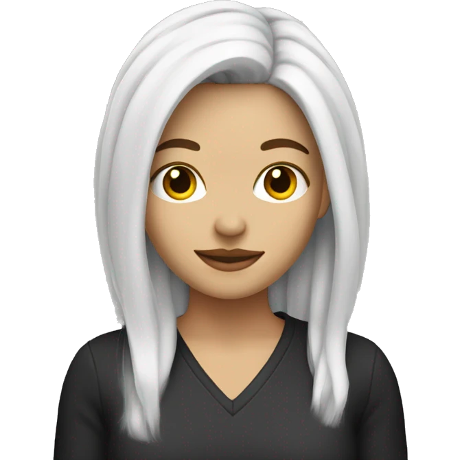 white woman with split dye hair. left half is red, right half is black.  emoji