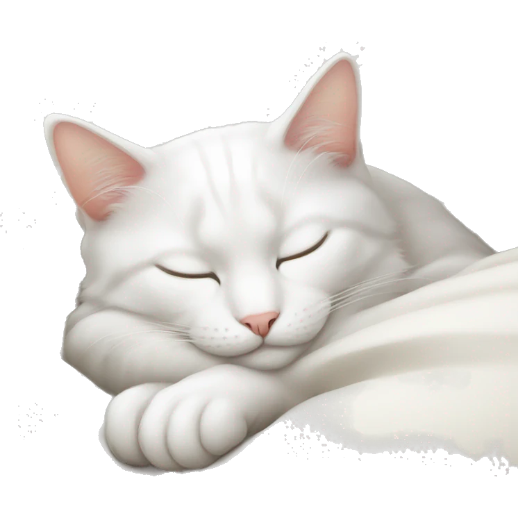 White cat sleeping  emoji