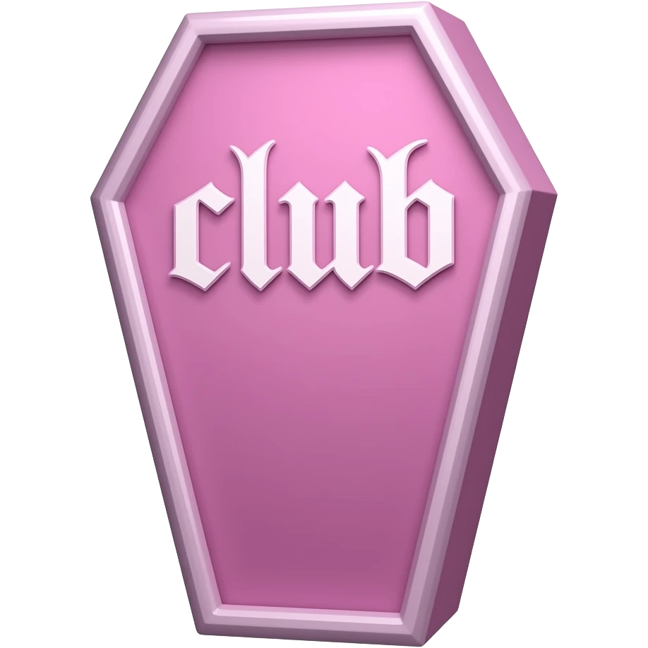 pink coffin pastel goth on coffin says club emoji