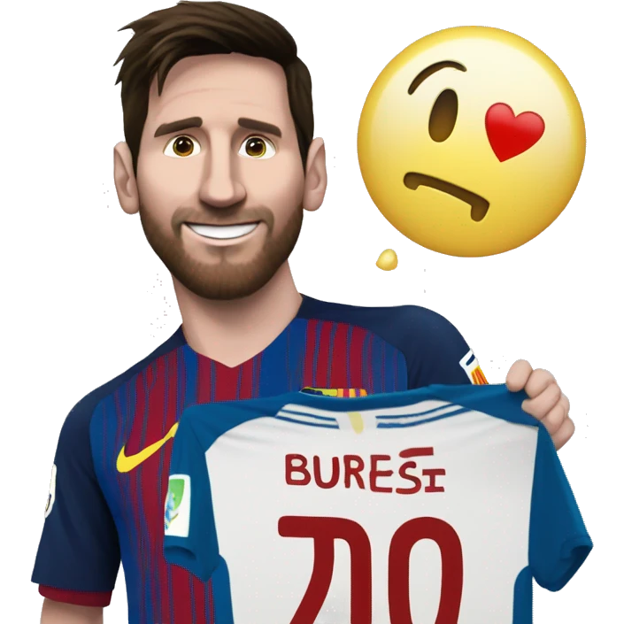 Messi with a sign that says I love Andrés Burbano emoji