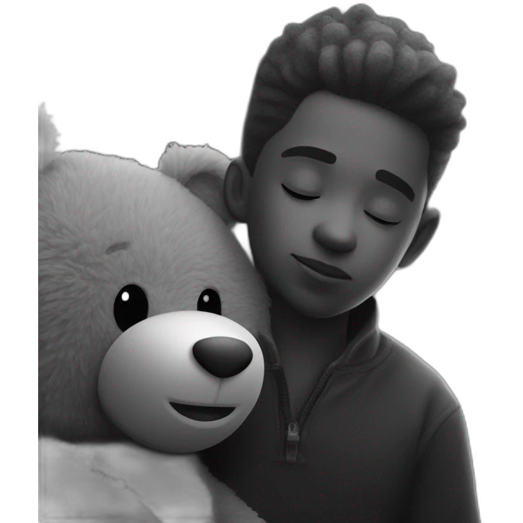 sleeping boy with teddy bear emoji