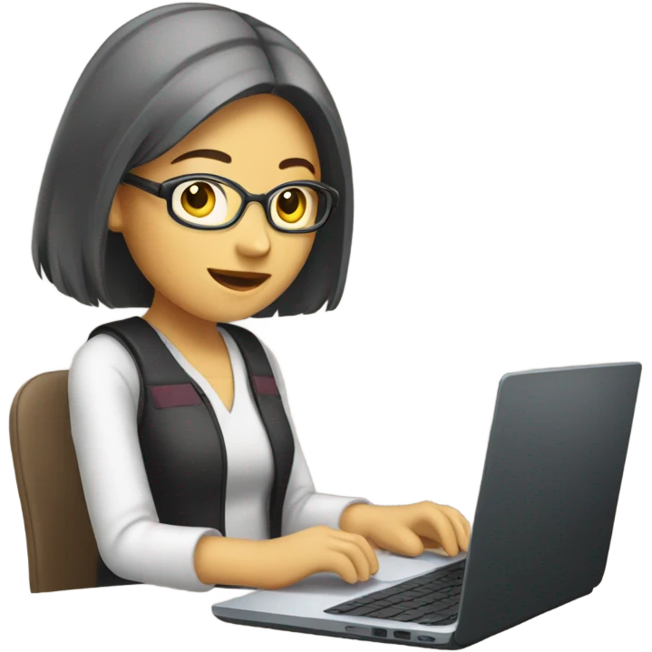 female student with laptop asian emoji