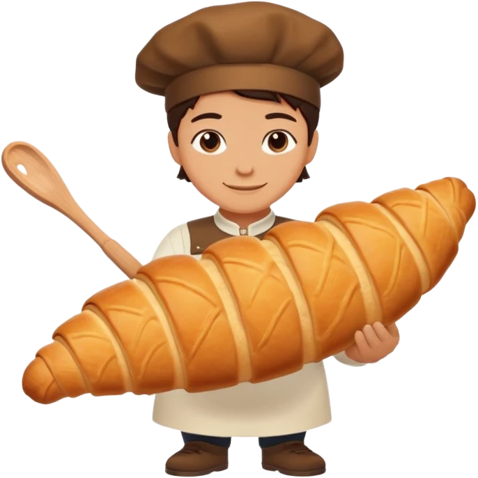 Baking humanless avatar in clean vibrant style illustration. Fresh croissant and rolling pin, warm golden tones, simple shapes, flat design, high contrast, cozy and friendly. emoji