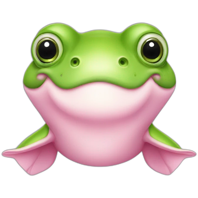 Pink beluga whale with the face of a frog emoji
