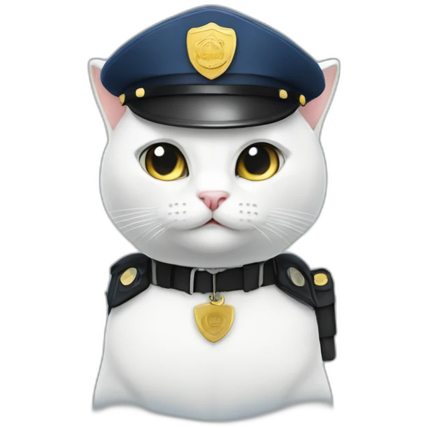 White cat in police officer emoji