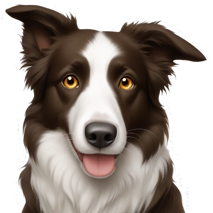 border collie brown and white with one blue eye and other brown ye emoji