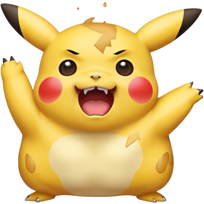 chubby Pikachu with blemishes screaming in fear emoji