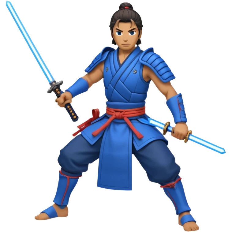 samurai with laser sword, blue emoji