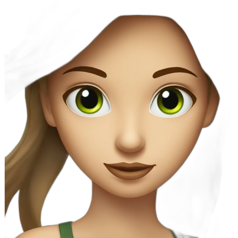 Golf swing beautiful girl head brown with a green eyes in the beach  emoji