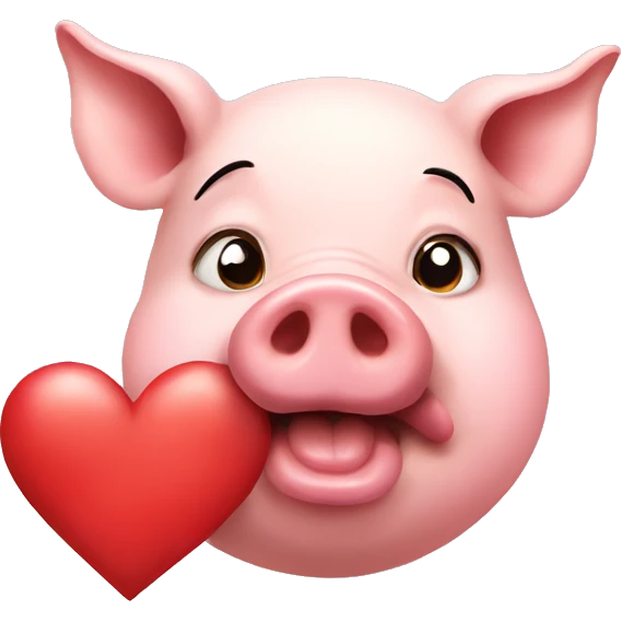 Pig sending a kiss with a heart emoji