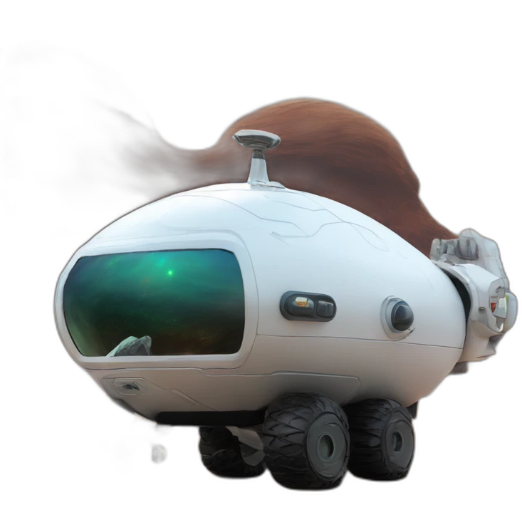 A space exploration vehicle on an alien planet with  aliens behind it emoji