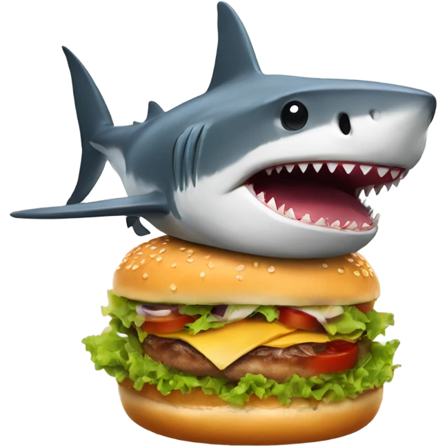 shark riding on a hamburger emoji