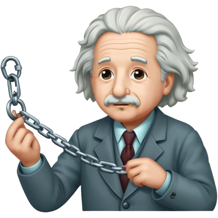 Albert einstein pulling on a chain emoji