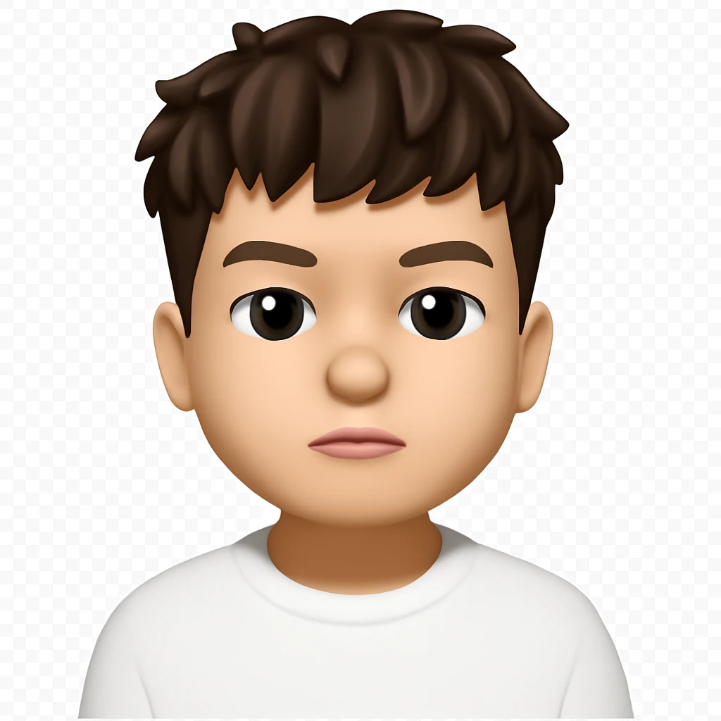 Convert this portrait photo into a 3D emoji in the Apple style, keeping the likeness and expression, with a clean background. The style should resemble Apple's 3D emoji style with smooth, rounded features and vibrant colors, maintaining the subject's facial details and expression clearly. emoji