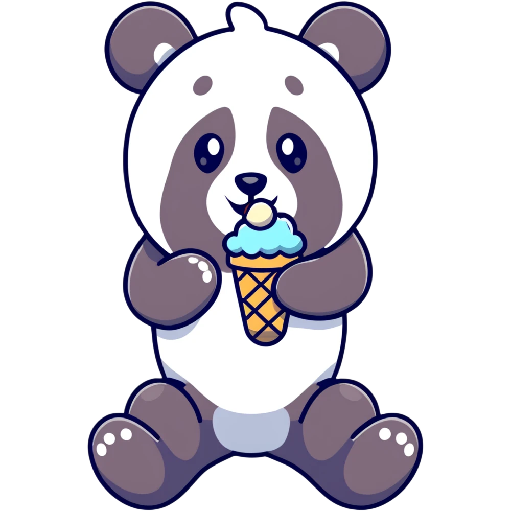 Panda eating ice cream emoji